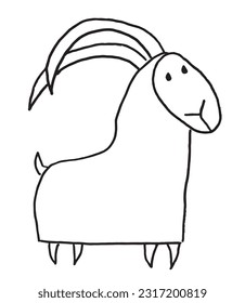 Goat illustration image. 
Hand drawn image artwork of a goat. 
Simple cute original logo.
Hand drawn vector illustration for posters, cards, t-shirts.