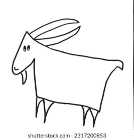 Goat illustration image. 
Hand drawn image artwork of a goat. 
Simple cute original logo.
Hand drawn vector illustration for posters, cards, t-shirts.