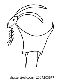Goat illustration image. 
Hand drawn image artwork of a goat. 
Simple cute original logo.
Hand drawn vector illustration for posters, cards, t-shirts.