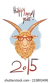 Goat illustration isolated. New year celebration doodle. Modern style symbol.