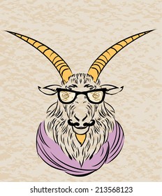 Goat illustration isolated. Sheep image. Vector graphic.
