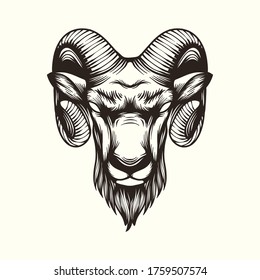 goat illustration logo design vector