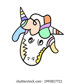 goat illustration, symbol of the celebration of ei al adha, with doodle cubism style style