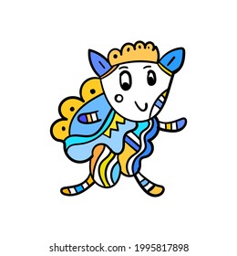 goat illustration, symbol of the celebration of ei al adha, with doodle cubism style style
