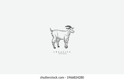 Goat illustration vector logo design