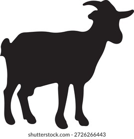 Goat image in silhouette white background.