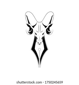 goat ink simple logo vector  