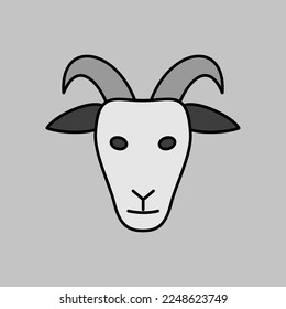 Goat isolated grayscale icon. Animal head. Farm sign. Graph symbol for your web site design, logo, app, UI. Vector illustration