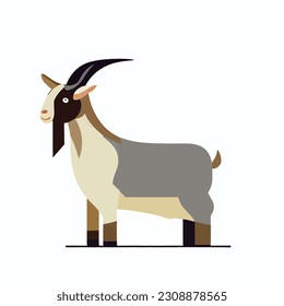 Goat isolated on white. Domestic farm animal. Vector