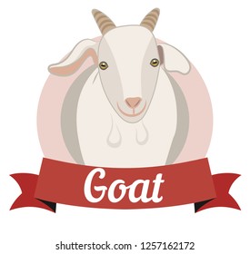 Goat isolated on white, hand drawn vector illustration.