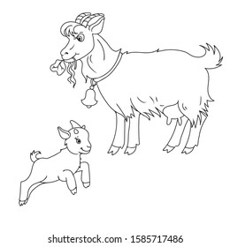 goat and kid coloring book