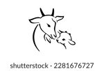 Goat and kid emblem, high quality vector