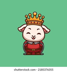 Goat King Cute Creative Kawaii Cartoon Mascot Logo