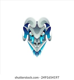 Goat king illustration design with gradient theme