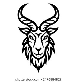 Goat King logo or modern line icon. Vector line art and icon design with bold outline. Black and white Pixel Perfect minimalistic symbol isolate white background. Creative logotype
