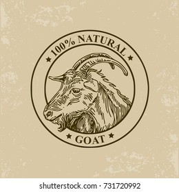 Goat label. Vector illustration.
