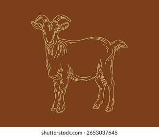 Goat lamb outline illustration clip art vector animal element isolated editable