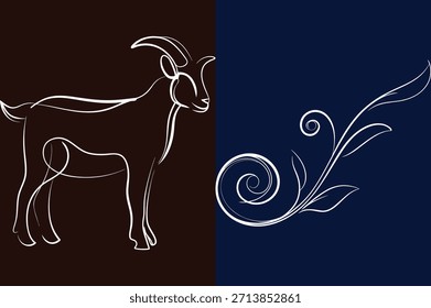ilustrações dos contornos das cabras e das folhas