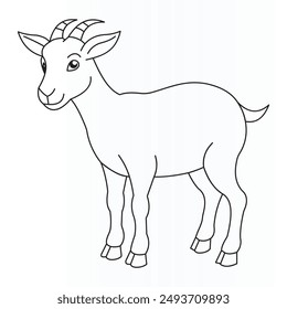 Goat line art illustration vector design