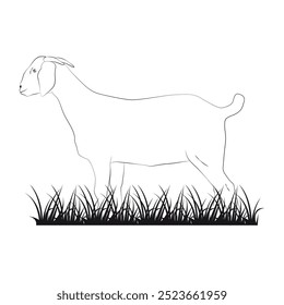 Goat line art vector design. Goat outline illustration design.