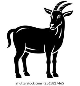 Goat line art vector with white background.