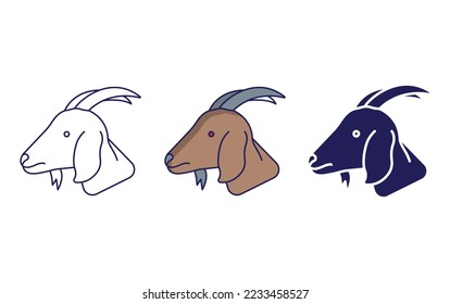 Goat line and glyph icon, vector illustration