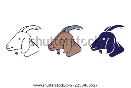 Goat line and glyph icon, vector illustration