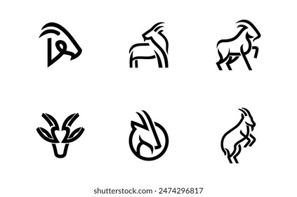 Goat Line Logo icon design illustration template vector