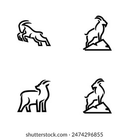 Goat Line Logo icon design illustration template vector