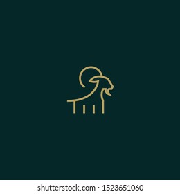 Goat With Line Style Logo Design Template Vector