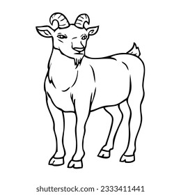 goat line vector illustration,isolated on white background,top view