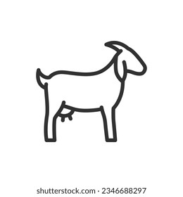 Goat, linear icon. Line with editable stroke