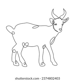 Goat lineart vector image. Chinese New Year zodiac animals goat symbol lineart vector image. China zodiac calendar logo, asian lunar astrology signs.