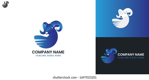 Goat Logo - All elements on this template are editable with vector software