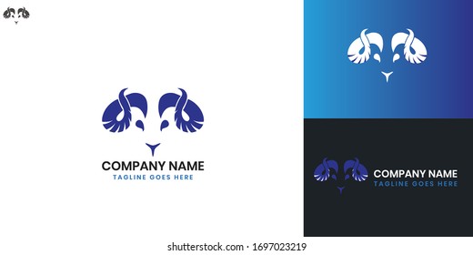 Logotipo de la cabra: todos los elementos de esta plantilla se pueden editar con software vectorial