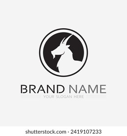 Goat Logo and animal Template vector icon illustration design