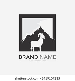 Goat Logo and animal Template vector icon illustration design