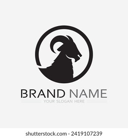 Goat Logo and animal Template vector icon illustration design