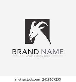 Goat Logo and animal Template vector icon illustration design