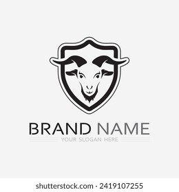 Goat Logo and animal Template vector icon illustration design