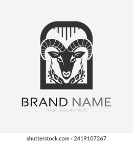 Diseño del icono del logotipo de la cabra y del vector de plantilla animal