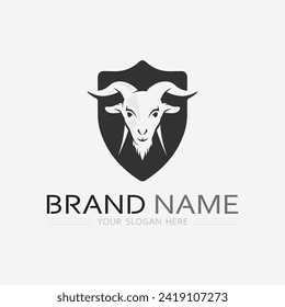 Goat Logo and animal Template vector icon illustration design