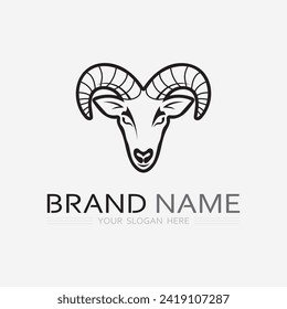 Goat Logo and animal Template vector icon illustration design