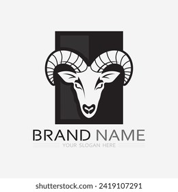 Goat Logo and animal Template vector icon illustration design