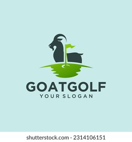 goat logo design with golf course