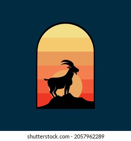 goat logo design inspiration vector illustration for emblem,symbol,sign or etc.