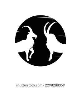 Goat logo design, silhouettes of goats.