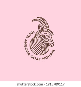 Goat logo design template. Linear style. Vector illustration.
