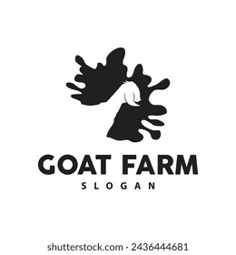 Goat logo design vector goat farm illustration cattle livestock silhouette retro rustic