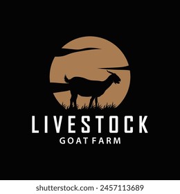 Goat logo design vector goat farm illustration cattle livestock silhouette retro rustic